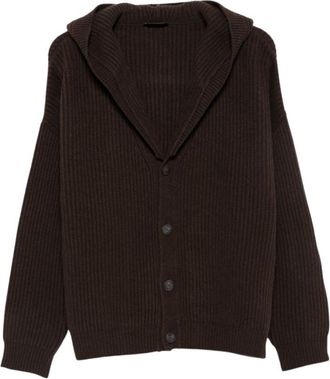 Dondup Brown Solid Shawl Neck Sweater