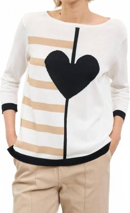 Bariloche Cierzo Heart Stripe Pullover Sweater In Off White
