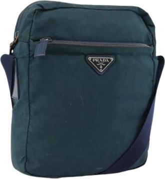 Prada Pre-owned Vintage Nylon Shoulder Bag - Dames - Vintage Schoudertas - Blauw - ONE Size - Nylon - Vintage