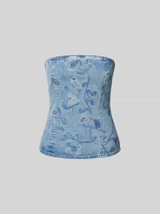 Rotate Bandeau-Top mit Ziersteinbesatz in Jeansblau, Gr&ouml;&szlig;e 36