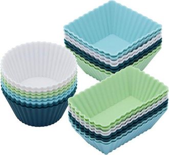 OEM 24 Moldes De Silicona Para Magdalenas - Cuerpos Reutilizables Para Cupcakes Con 3 Formas (colores Neutros)