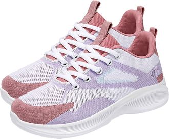 Generic Women Flat Shoes Casual Womens Soft Mesh Comfortable and Breathable Woven Sports Shoes Casual Shoes Shoe up (Hot Pink, 4.5)