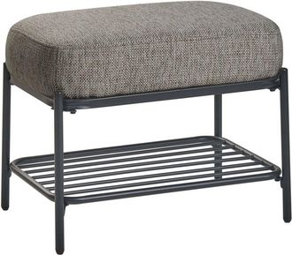 Beliani Shoe Bench Black Fabric Upholstered Hallway Bench with Shelf Padded Seat TRUCKEE