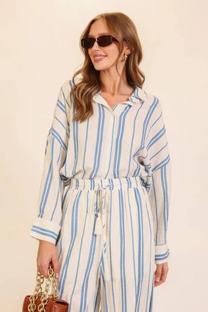 Lumiere Striped Button Down Shirt In Blue