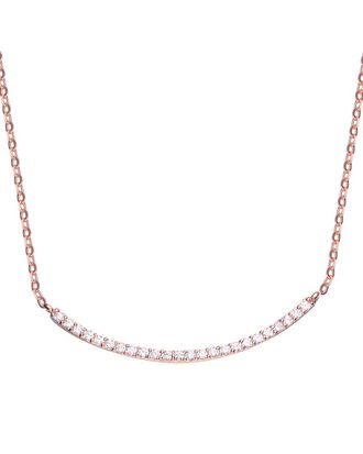 Genevive 18K Rose Gold Vermeil Cz Curved Necklace
