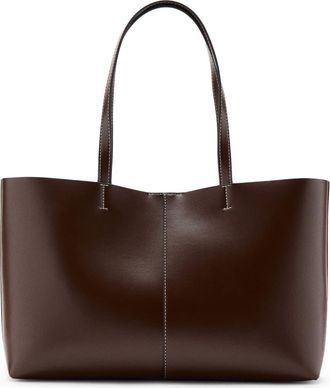 Mango Faux Leather Shopper Tote in Brown at Nordstrom