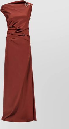 Max Mara satin asymmetric one-shoulder draped maxi dress