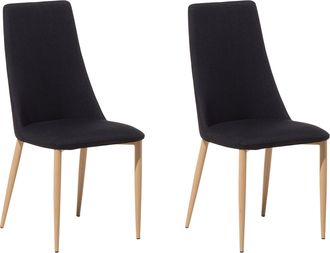 Beliani Beliani - Conjunto De 2 Sillas De Comedor De Poli&eacute;ster Negro Madera Clara Moderno Clayton
