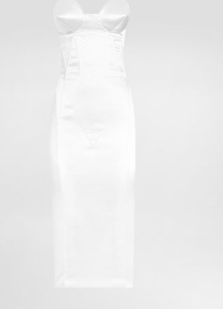 Dolce & Gabbana Strapless Satin Dress With Corset Details - Woman Dresses White Satin 38