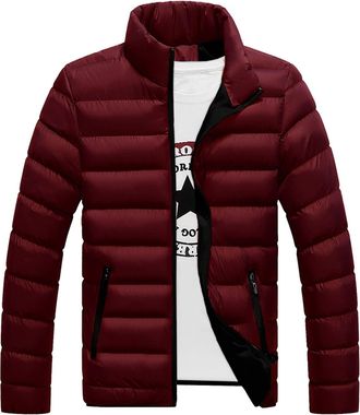Generic Down Jacket Men, Long Sleeve Warm Padded Coats Lightweight Comfort Quilted Coat Mens Zip Puffer Jackets with Zipper Pockets Hiking Climbing Outwear Wi