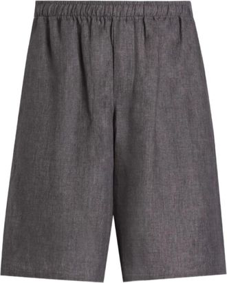 Dolce & Gabbana Donkergrijze Linnen Bermuda Shorts - Heren - Korte Broeken - Grijs - L - Linnen - Korte Broeken