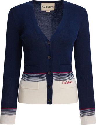 Valentino Garavani Womens Chez Cardigan - Dark Blue Wool - Size Medium