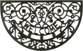 Imports Decor Rosemary Welcome Wrought Iron Rubber Door Mat, Non-Slip Indoor Outdoor Entryway Mat, Natural & Recycled Rubber, Durable & Moisture Resistant