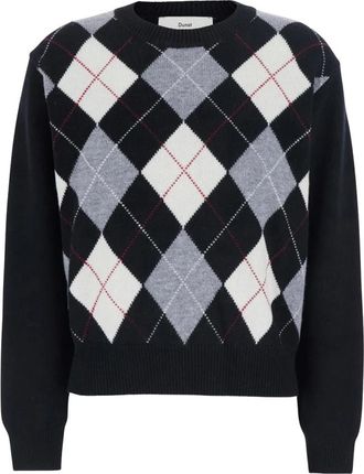 Dunst Argyle Ronde Hals Trui - Dames - Ronde hals truien - Zwart - XS - Wol - Truien & Vesten