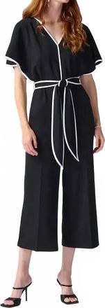 Joseph Ribkoff Belted Jumpsuit In Midnight Blue/vanilla