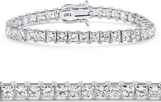 Pompeii3 16.30Ct Princess Cut Diamond 7 Tennis Bracelet 14k Gold Lab Grown