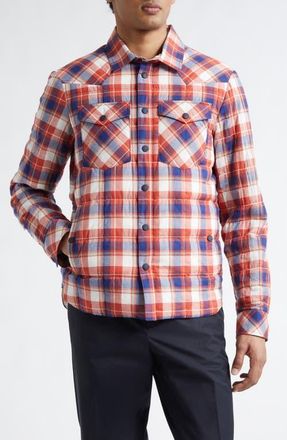 Moncler Gelt Quilted Check Shirt Jacket in Red Check at Nordstrom, Size 2