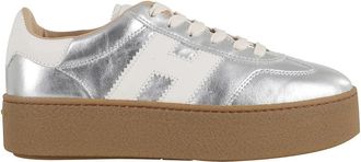 Hogan Zilver Yoghurt Sneakers Ronde Neus Vetersluiting - Dames - Sneakers - Grijs - 41 1/2 EU - Katoen - Schoenen
