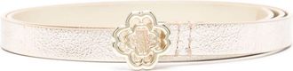 Maje Clover slim leather belt - women - Calf Leather/Polyester/Zamak/Polyurethane/Viscose - 1 - Gold
