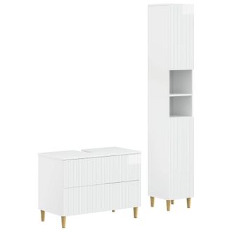 vidaXL Juego De Gabinete De Ba&ntilde;o De 2 Piezas Arnhem Blanco Brillante Vidaxl