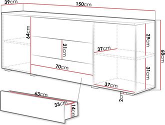 Mirjan24 Mobilier1 - C&oacute;moda Sarasota 129, Roble Wotan, Con Cajones Y Puertas, N&uacute;mero De Cajones: 0, 68x150x39cm