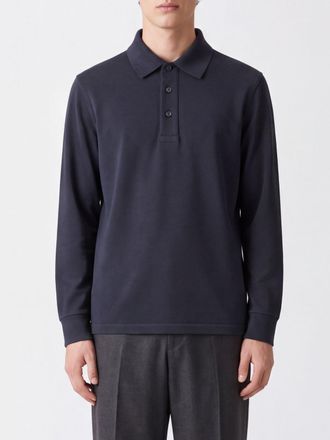 Canali Long-Sleeved Three-Button Cotton Polo Shirt