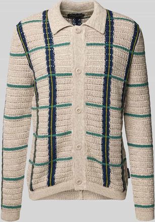 Marc O'Polo Regular Fit Strickjacke aus Baumwoll-Leinen-Mix in Beige, Größe XXL