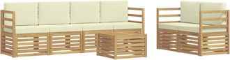 vidaXL Conjunto De Sof&aacute;s De Exterior 7 Uds. Blanco Y Crema Poli&eacute;ster Vidaxl