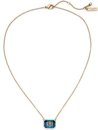 Kurt Geiger Emerald Cut Crystal Pendant Necklace in Blue at Nordstrom