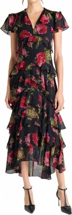 Cinq &agrave; Sept Baroque Rose Tatum Dress In Obsidian Multi