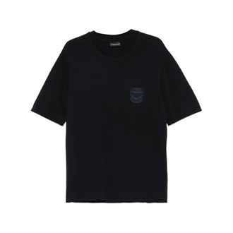 Emporio Armani T-Shirts, male, Black, Size: 2XL Crew Neck Appliqu&eacute; Sweatshirt