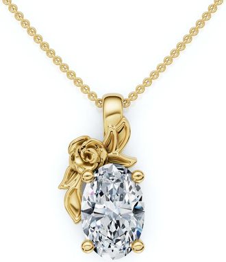 Pompeii3 1Ct Oval Diamond Pendant 14k Gold Lab Grown Necklace