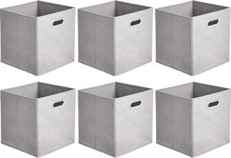 OEM Juego De 6 Cubos De Almacenamiento De Tela Plegables, Sin Tapa, Caja De Almacenamiento De Tela, Gris Claro, 27 X 27 X 28 Cm