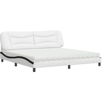 vidaXL Vidaxl - Cama Con Colch&oacute;n Cuero Sint&eacute;tico Blanco Y Negro 200x200 Cm