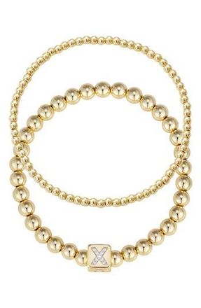 Adornia Set of 2 Gold Plated Stretch Bracelets in Gold-X at Nordstrom Rack