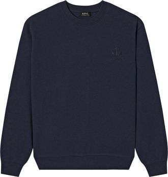 A.P.C. A.p.c., Hoodies & sweatvesten, Heren, Blauw, L, Crewneck Sweatshirt