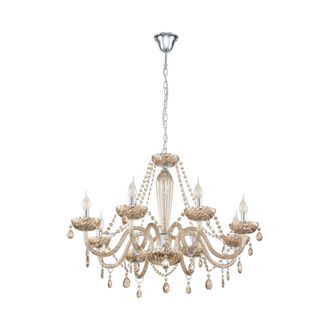 Loops Pendant Ceiling Light Colour Chrome Shade Cognac Coloured Glass Bulb E14 8x40W in Clear