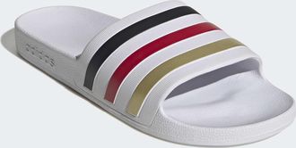 adidas Badesandale ADIDAS SPORTSWEAR AQUA ADILETTE, Gr. 40,5, cloud wei&szlig;, core schwarz, gold metallic, Synthetik, Schuhe Badesandale, Badelatschen, World Cup