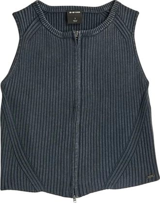 G-Star Ondershirt - Dames - Tops zonder mouwen - Blauw - L - Katoen - Tops