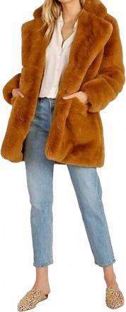 Apparis Sophie Faux Fur Coat In Brown