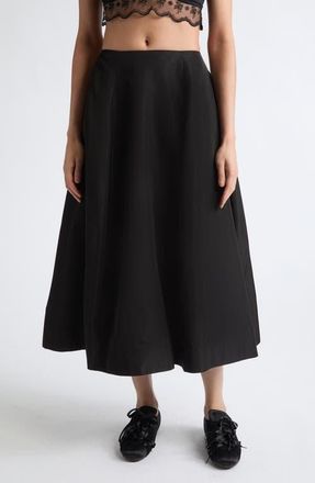 Simone Rocha Sculpt Ripple Taffeta Midi Skirt in Black at Nordstrom, Size 10