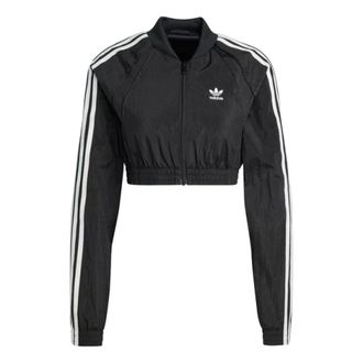 adidas Long Sleeve Training Tops, female, Black, Size: S Slim Crop Track Top