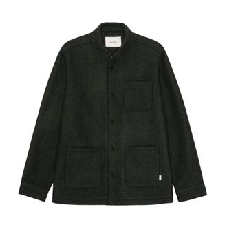 Les Deux Rechte Wolmix Overshirt - Heren - Zomerjassen - Groen - M - Wol - Jassen