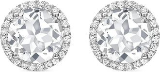 Kiki Mcdonough Orecchini a bottone Grace in oro bianco 18 carati con topazio e diamanti - Argento