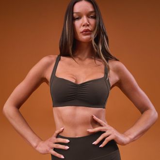 MyProtein Sujetador deportivo Tempo fruncido minimalista para mujer de MP - Chocolate - XS