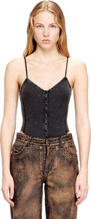 Diesel Thong bodysuit in marbled ribbed jersey - T-Shirts - Woman - Grey