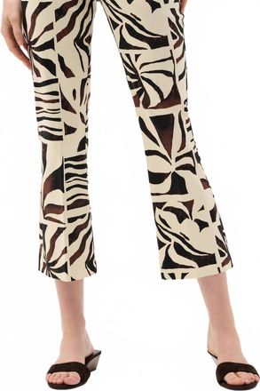 Joseph Ribkoff Tropical Print Flared Pull-On Pants In Beige Multi