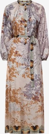 Pierre-Louis Mascia Langes Kleid mit Stehkragen und Puff&auml;rmeln Aloe