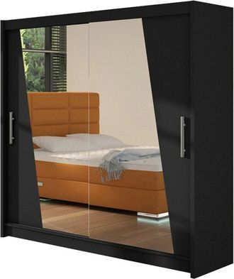 Mirjan24 Mobilier1 - Armario Closico 144, Negro, 215x180x58cm, Puertas De Armario: Correderas, N&uacute;mero De Estantes: 0