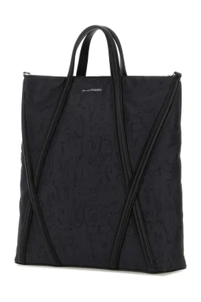 Alexander McQueen Mens Black Nylon The Harness Shopping Bag Borse A Mano